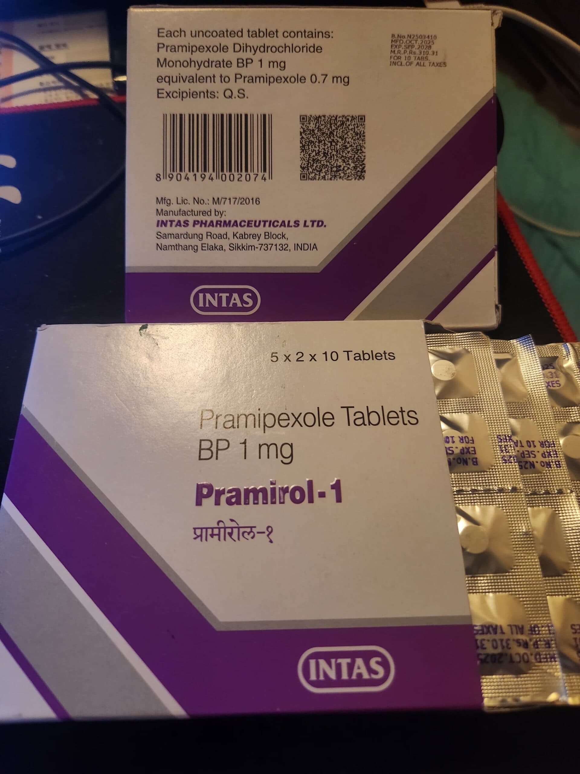 미라펙스정 프라미펙솔 프라미롤 1mg 직구 후기